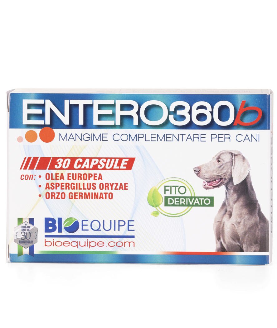 ENTERO360b mangime complementare 30 capsule per l’equilibrio della flora batteria intestinale a base di postbiotici per cani e gatti