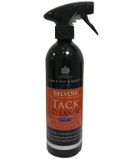 Sapone spray per cuoio 500ml elimina grasso, sudore e sporco Belvoir Tack Cleaner step 1