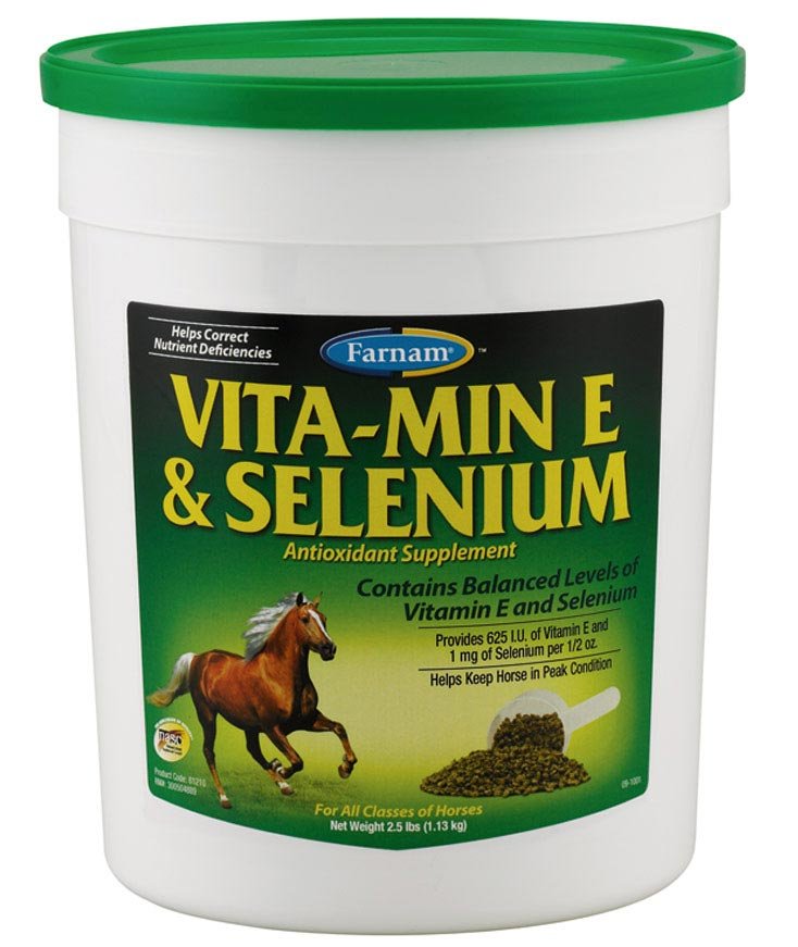 VITA-MIN E & SELENIUM Mangime complementare indicato per cavalli che necessitano di integrare la dieta con vitamina E e Selenium 1,36 kg