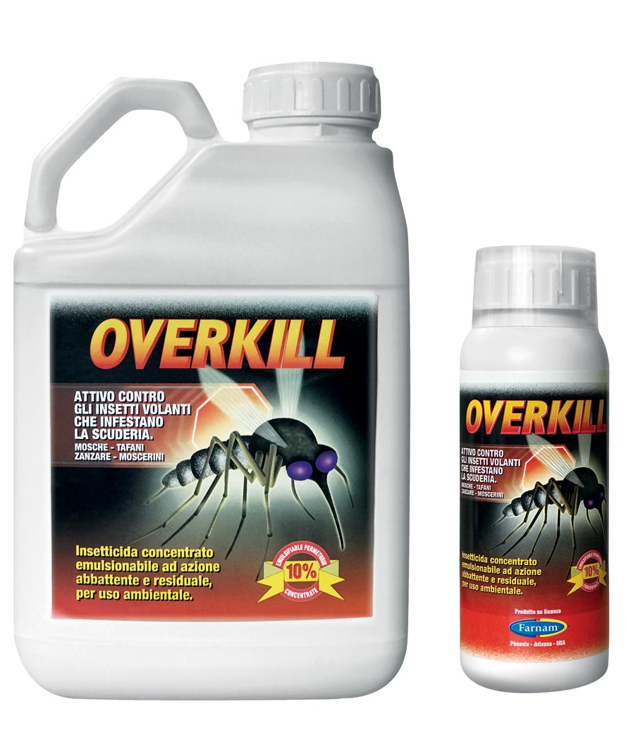 Overkill insetticida per scuderie contro mosche tafani moscerini uccide la zanzara tigre