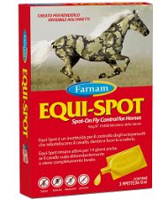 EQUI-SPOT FARNAM insetticida spot-on 3 Pipette 10 ml cad. per il controllo di tafani, mosche, zanzare e zecche che infastidiscono i cavalli