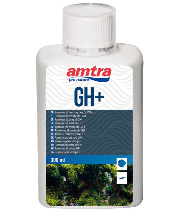 Amtra GH+mangime complementare di sali per reintegrare la durezza totale (dGH) dell’acqua d’acquario 1lt