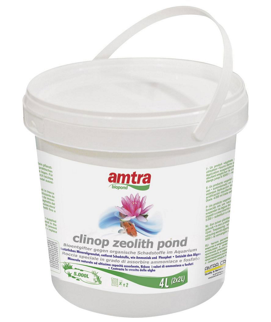 PROMOZIONE Amtra Biopond Clinop Zeolith per rimozione composti tossici e inquinamento dell'acqua di laghetti 4 LITRI