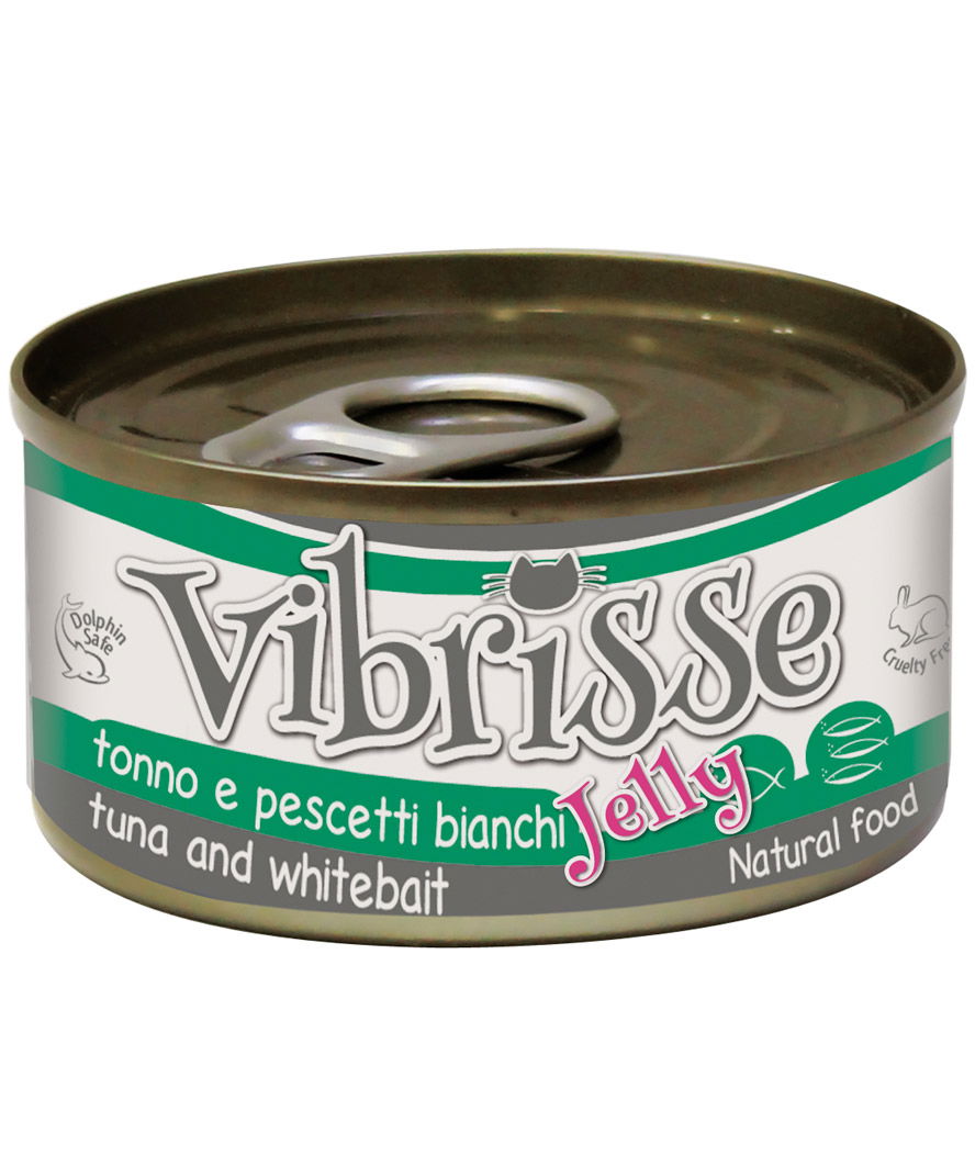 Vibrisse Cat Jelly tonno con pescetti bianchi 24 lattine da 70 g cad.