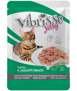 Vibrisse Cat busta Jelly al tonno con pescetti bianchi 18 buste da 70 g cad.