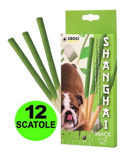 Snack bastoncino Shanghai gusto pollo e Thè Verde per cani 12 confezioni da 96 g cad.