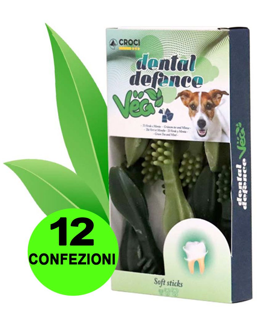 Snack Tooth Brush Dental Defence gusto The Verde e Menta 12 confezioni taglia S da 100 g cad.