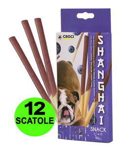 Snack Shanghai gusto pollo e mirtilli per cani 12 confezioni da 96 g cad.