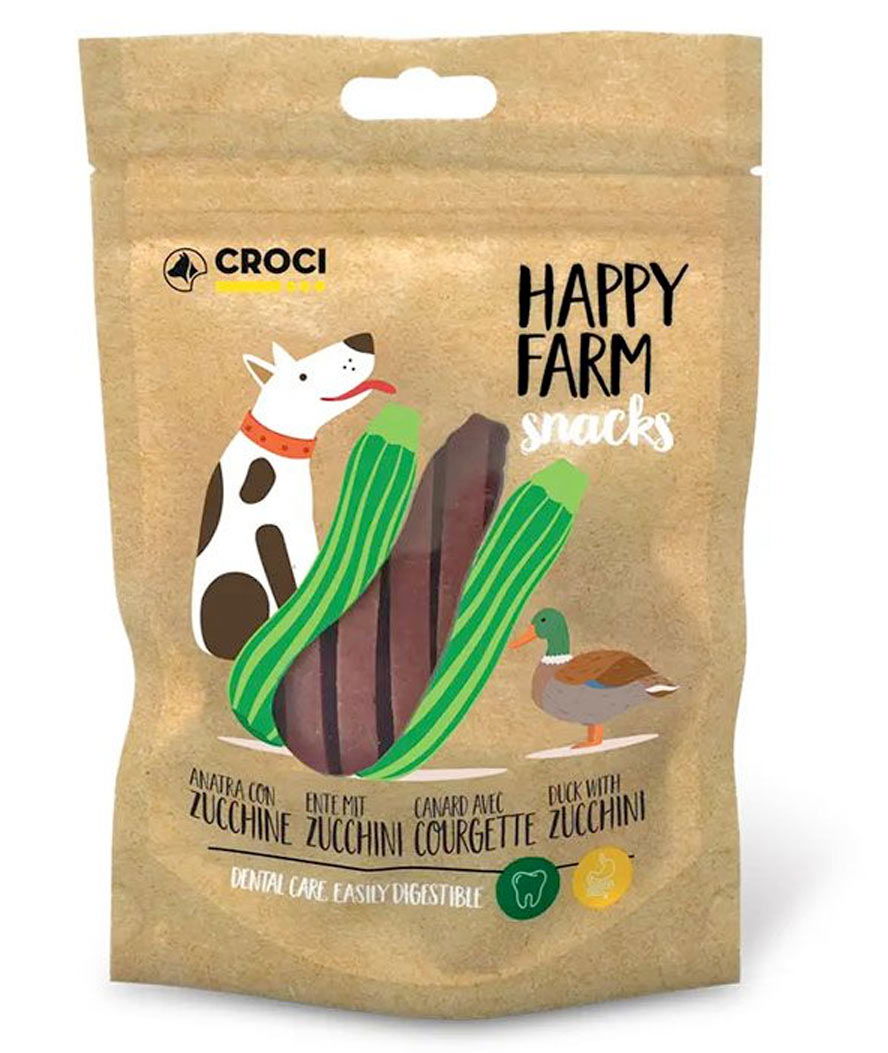 Happy Farm Snacks Anatra e Zucchine 12 buste da 80 g cad.