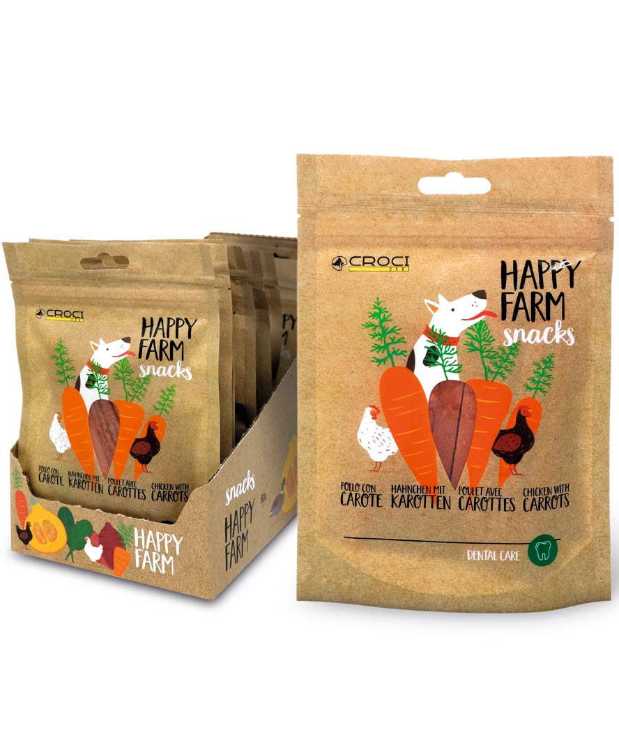 Happy Farm Snacks Pollo con Carote 12 buste da 80 g cad.