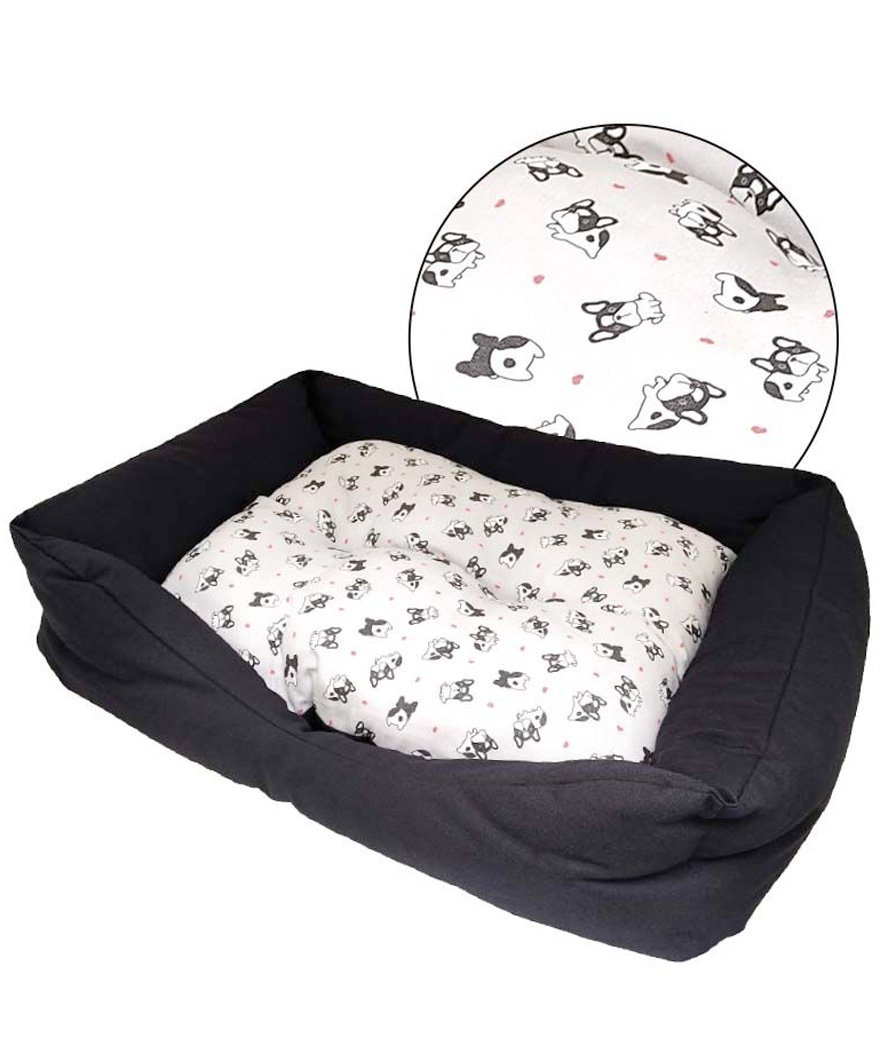 Cuccia rettangolare con cuscino rimovibile Fantasia Cane per cani e gatti
