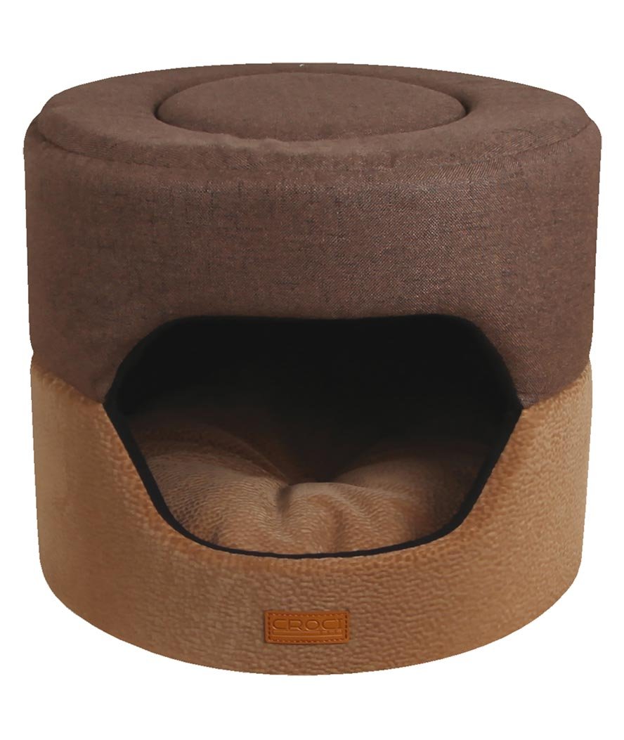 Cuccetta cilindro Moka con entrata in tessuto arredo abbinata con morbida similpelle per cani e gatti - foto 2