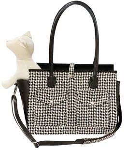 Borsa trasporto Hounds tooth interno in velluto e bordi rinforzati per cani