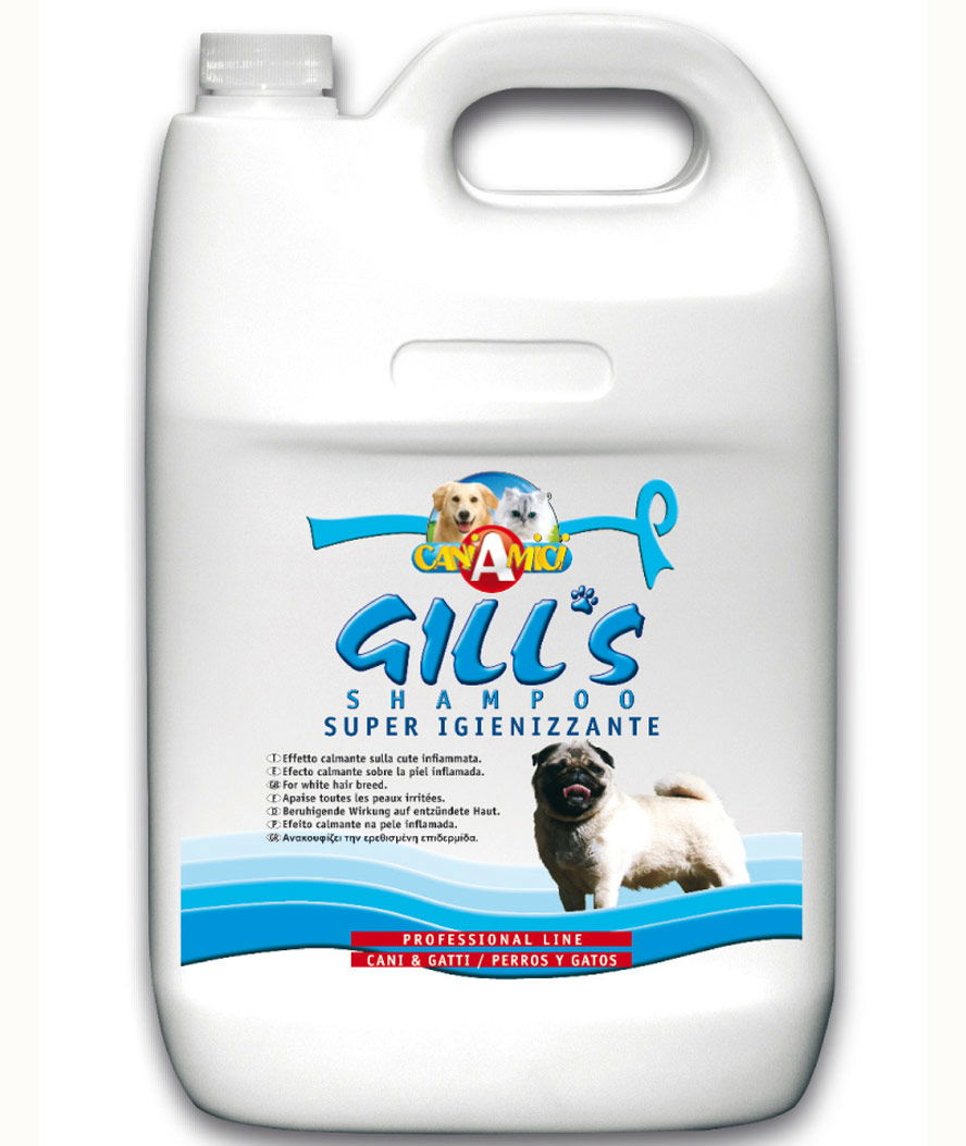 Shampoo Gill's super igienizzante a effetto calmante su cute irritata per cani 5 litri 