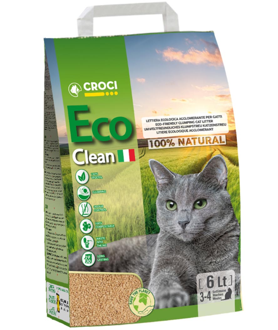 Lettiera Eco Clean agglomerante 6 confezioni da 6 litri