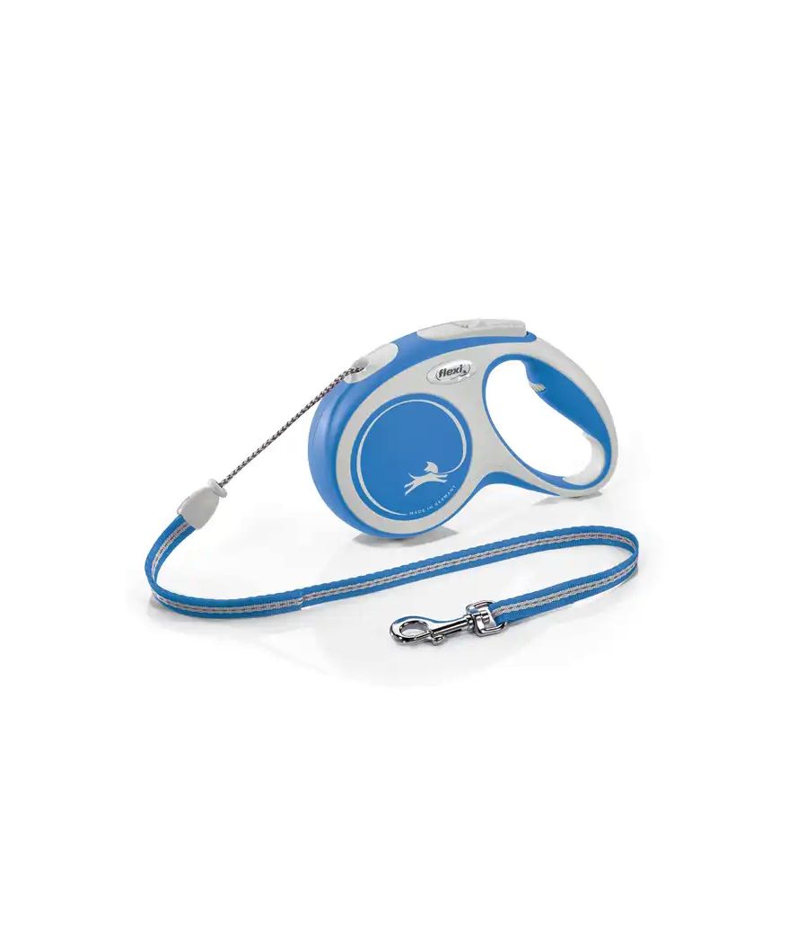 PROMOZIONE Guinzaglio estensibile a corda Flexi New Comfort Cord con manico ergonomico per cani BLU S 8 METRI