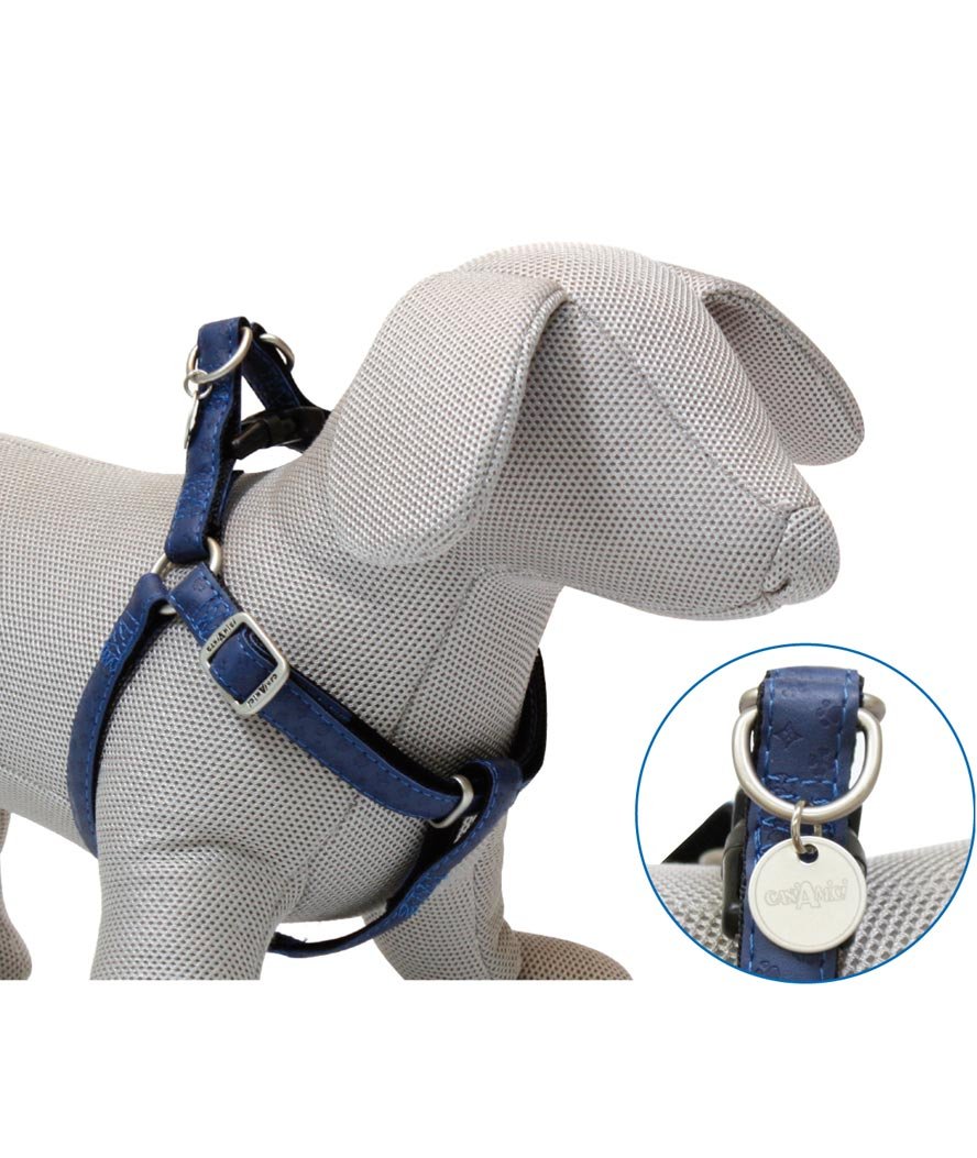 Pettorina in nylon con similpelle incisa e regolabile modello Mylord per cani