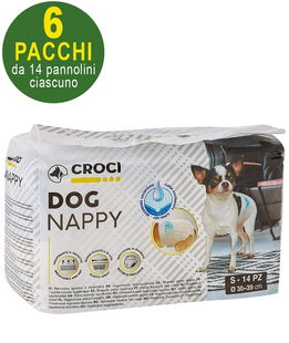 84 Pannolini igienici per cani Dog Nappy S 30-39 cm - 6 pacchi da 14 pezzi cad.