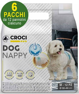 72 Pannolini igienici per cani Dog Nappy M 32-44 cm - 6 pacchi da 12 pezzi cad.