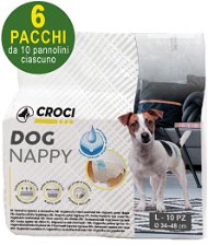 60 Pannolini igienici per cani Dog Nappy L 34-48 cm - 6 pacchi da 10 pezzi cad.