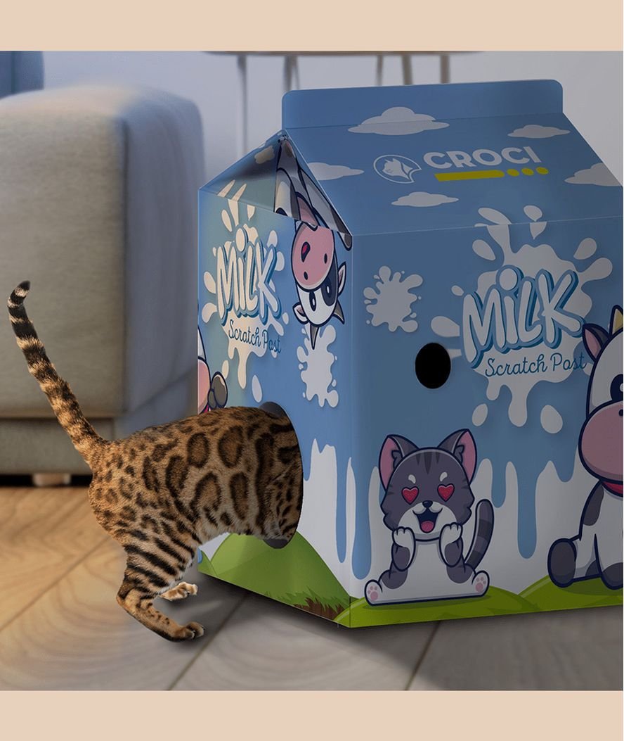 Casetta tiragraffi in cartone modello Milk per gatti - foto 1
