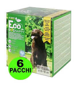 72 Fasce igieniche per cani maschi Eco Dog Nappy XL 60-85 cm - 6 pacchi da 12 pezzi cad.