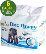 84 Pannolini igienici per cani Dog Nappy XS 28-35 cm - 6 pacchi da 14 pezzi cad.