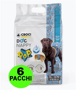 72 Fasce igieniche per cani maschi Dog Nappy Pop XL 60-85  cm - 6 pacchi da 12 pezzi cad.