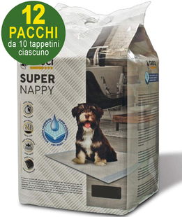 120 Tappetini igienici per cani Super Nappy 60X40 cm - 12 pacchi da 10 pezzi cad.