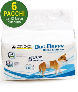 72 Pannolini igienici a fascia per cani maschi Dog Nappy S - 6 pacchi da 12 pezzi cad.