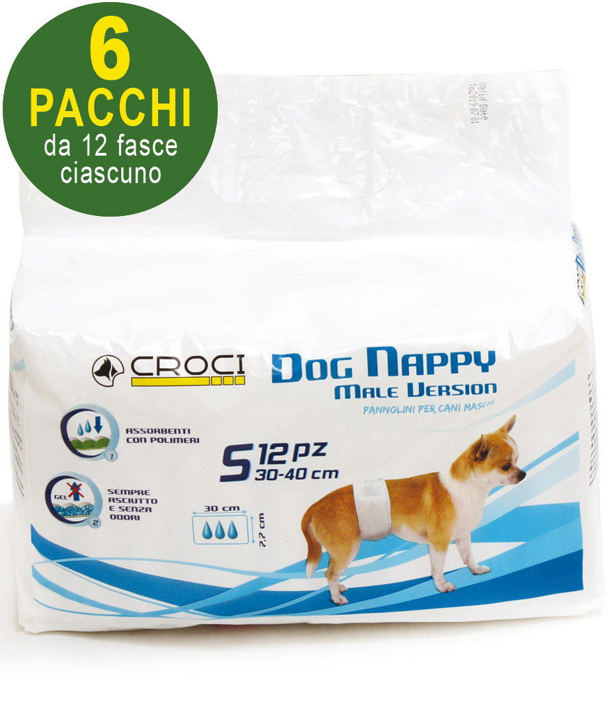 72 Fasce per cani maschi Dog Nappy S - S 6 pacchi da 12 pezzi cad.