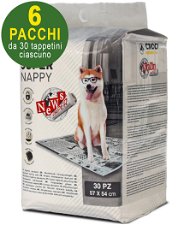 180 Tappetini igienici per cani SuperNappy Newspaper 57x54 cm - 6 pacchi da 30 pezzi cad.