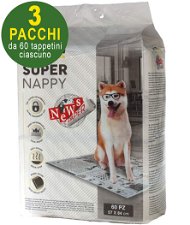 180 Tappetini igienici per cani SuperNappy Newspaper 84x57 cm - 3 pacchi da 60 pezzi cad.