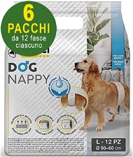 72 Pannolini igienici a fascia per cani maschi Dog Nappy L - 6 pacchi da 12 pezzi cad.