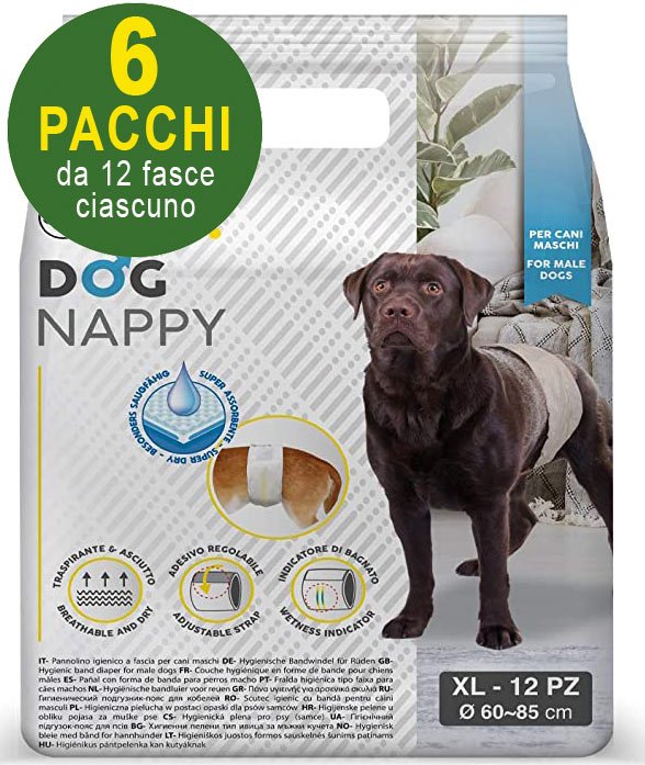 72 Pannolini igienici a fascia per cani maschi Dog Nappy - XL 6 pacchi da 12 pezzi cad.