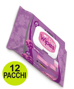 OFFERTA 12 Confezioni da 40 Salviette umidificate alla Malva per gatti