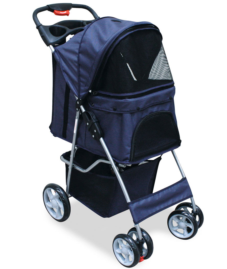 Passeggino per cani e gatti modello Pet Stroller con cuscino imbottito sfoderabile fino a 15kg