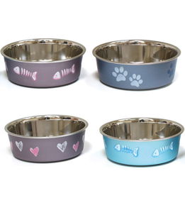 Set 6 ciotole in acciaio Roxy Satin colori assortiti per cani e gatti