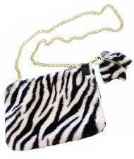Porta sacchetti pocchette con catena removibile in peluche modello Zebra Punk per cani