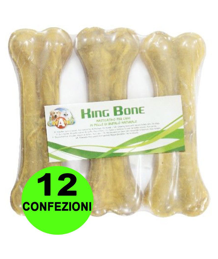 Ossa King bone in pelle di bovino 12 confezioni da 35 g ciascuna