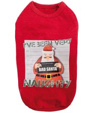 Maglietta natalizia con stampa modello Naughty Santa per cani