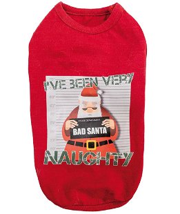 Maglietta natalizia con stampa modello Naughty Santa per cani