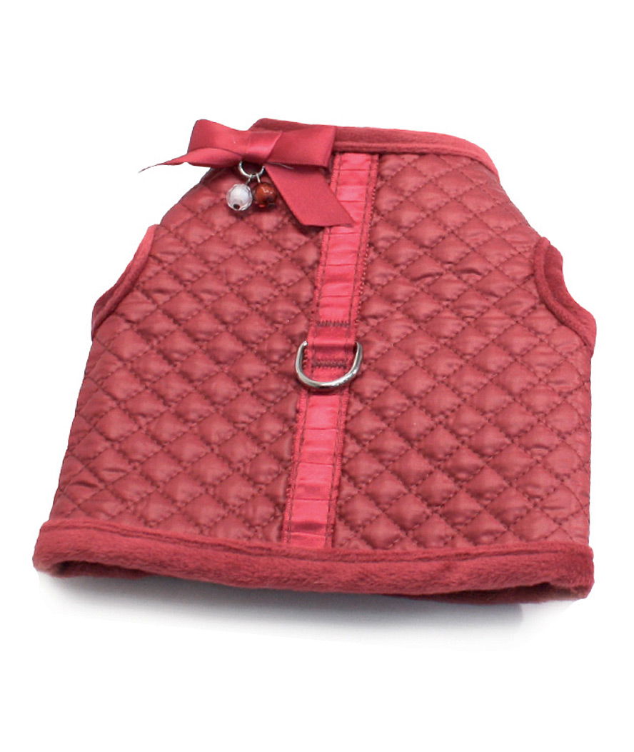 Pettorina per cani a vestitino QUILTED DIAMOND BURGUNDY