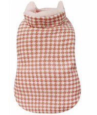 Giubbotto imbottito double face in ecopelliccia stoffa tweed pied de poule Pink Yeti per cani