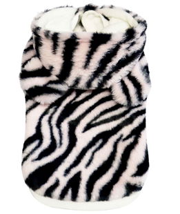 Felpa morbida peluche felpata con cappuccio rimovibile modello Zebra Punk per cani