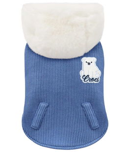 Felpa con cappuccio con fodera in felpa modello Cuddle Blue per cani