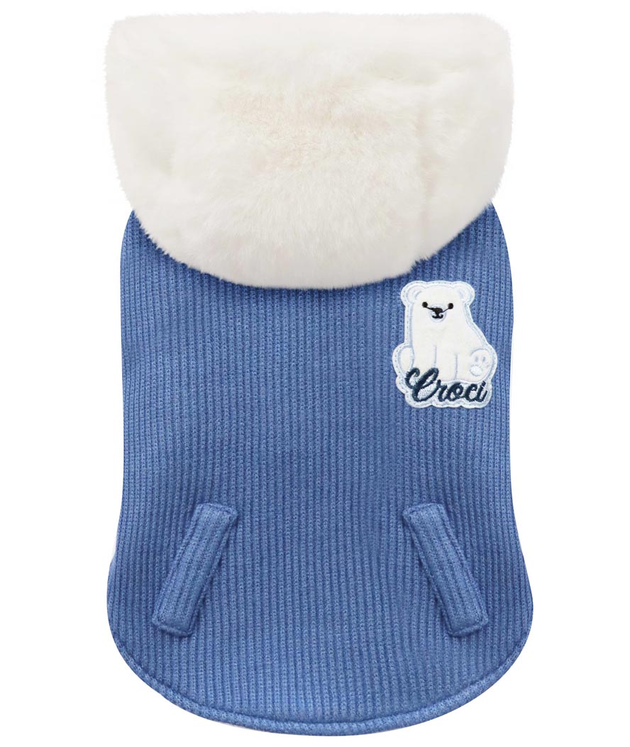 Felpa con cappuccio e fodera felpata modello Cuddle Blue per cani