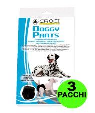 3 Mutandine igieniche lavabili per cani Doggy Pants taglia 25 cm - 3 pacchi da 1 pezzo cad.