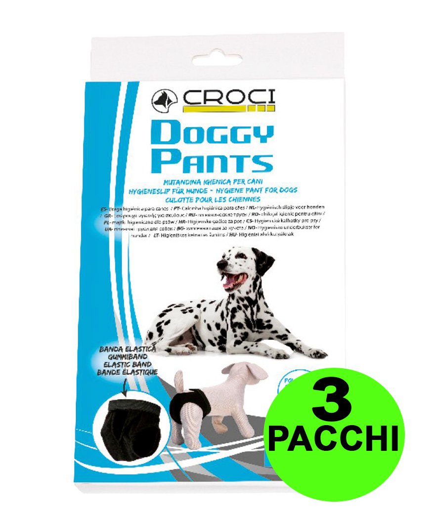 3 Mutandine igieniche per cani Doggy Pants taglia 25 cm - 3 pacchi da 1 pezzo cad.