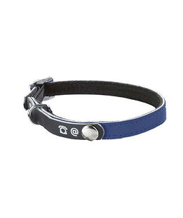 Collare in nylon blu riflettente con porta indirizzo per gatti